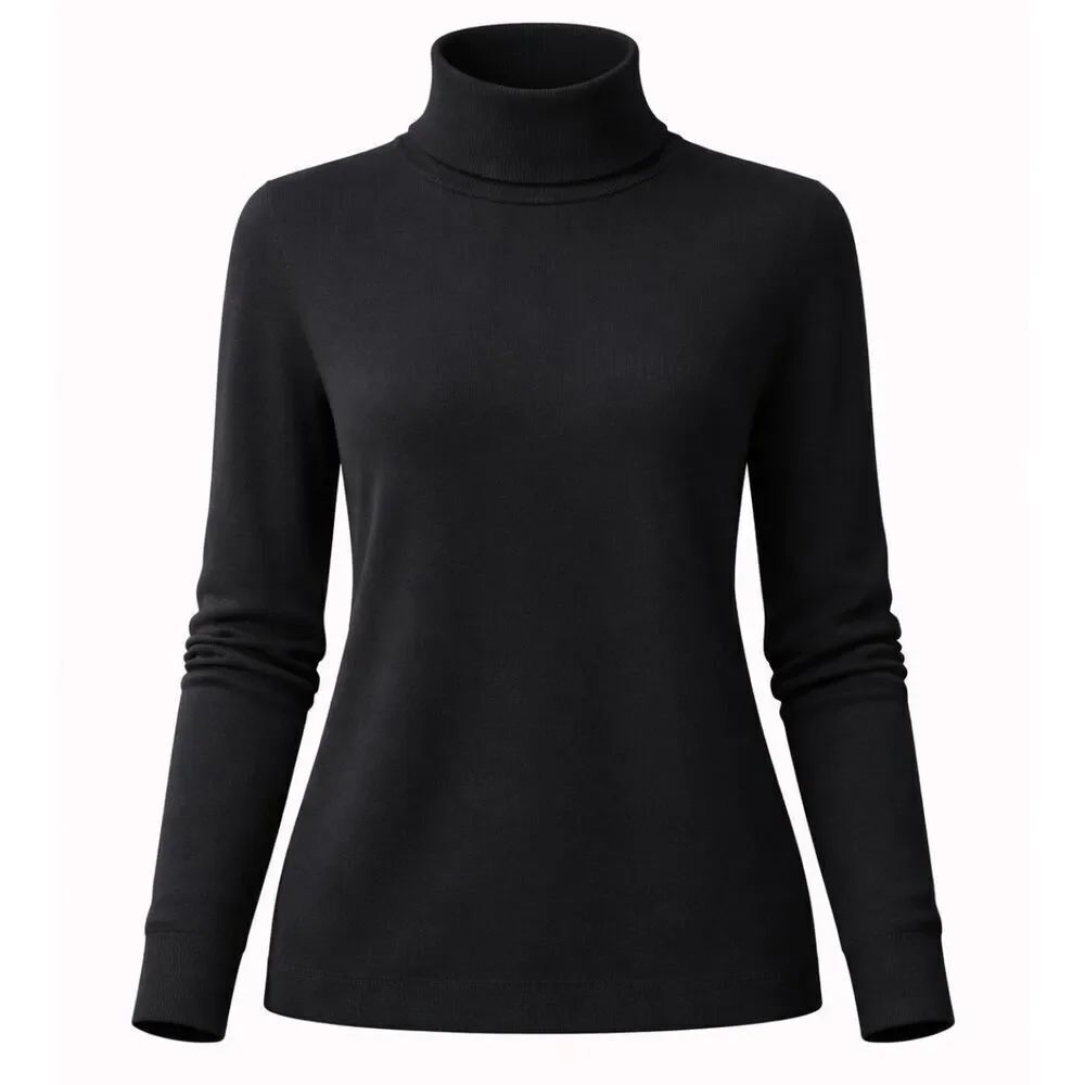 Whisper Knit Louis Dell'Olio Black Turtleneck Plus Size 1X Soft Rayon Sweater